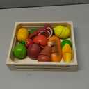 Wooden Play Food Sets for Kids Kitchen Toddlers Wood Toys Cutting Fruit Pretend Food Play Kitchen Accessories Set for Boys and Girls