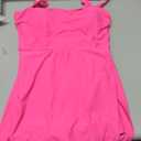 Aleumdr One Piece Swimdress Swimsuit for Women Tummy Control Split Swim Dress Skirt Bathing Suit with Pockets (Pink, XL)