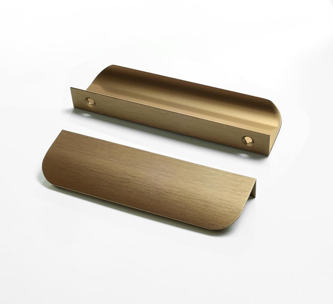 Finger Edge Pulls for Cabinets, Hidden Drawer Pulls - Flat Cabinet Pulls for Easy Installation - Cabinet Handles Modern Aluminum Alloy Kitchen Furniture Upgrade(2, Bronze, 150mm/5.91inch)