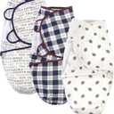 Hudson Baby Unisex Baby Quilted Cotton Swaddle Wrap 3 Pack, Football, 0-3 Months