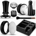 Acellegic 7pcs 51mm Espresso Accessories Kit Tamping Station Machine Accessories Spring Loaded Calibrated Tamper Espresso Tool and Dosing Funnel Set Distributor and Tamper Leveler