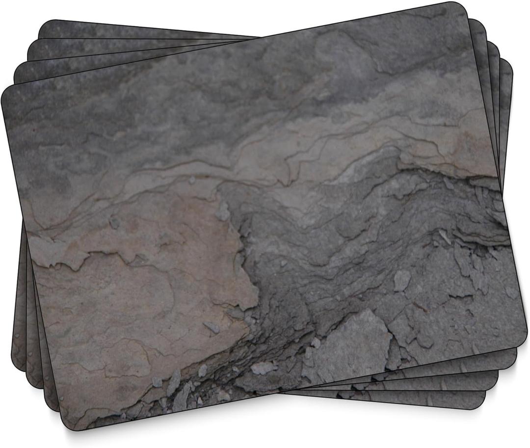 Pimpernel Midnight Slate Collection Placemats, Set of 4  (15.7" x 11.7") Rectangular Cork-Backed Mats with Heat & Stain Resistant Lacquer Finish, Durable Dining Table Decorative Protectors