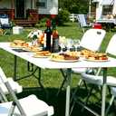 6 Foot Folding Table 6ft Foldable Portable Plastic Tables for Party, Fold-in-Half Heavy Duty Table, 6 Utility Dining Card Long Table, Indoor Outdoor Fold up for Picnic, Camping, White, Large