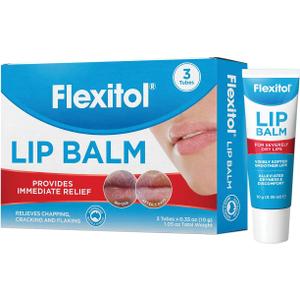 Flexitol Lip Balm, 0.35 Ounce Tube, Cream White, 3 Count (Pack of 1)