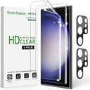 amFilm [2+2 Pack Compatible with Samsung Galaxy S23 Ultra Screen Protector n Camera Lens Protector 5G 6.8", Fingerprint ID Compatible, with Easy Installation Tool, HD Clear, TPU Film Full Coverage
