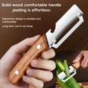 2 PCS Multi-Functional Kitchen Peeler, Vegetable Peeler, Wooden Kitchen Tool, Premium Wooden Handle - Stainless Steel Single Blade & Built-In Bottle Opener, Suitable for Peelable Vegetables & Fruits