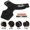 Lifting Wrist Straps for Weightlifting, Double Layer Leather for Weight Lifting Wrist Wraps, Deadlifts, Heavy Powerlifting and Adjustable Wrist Hooks for Strength Training, Gym Workouts Men/Women, Black