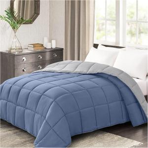 Homelike Moment Twin Comforter Duvet Insert - Blue Down Alternative Bed Comforter Twin Size, Lightweight Bedding Comforters Quilted Soft All Season Reversible Blue/Grey