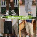 5 Pack Boys' Capris Pants Cargo Cropped Sweatpants Wide Leg Elastic Waist Drawstring 3/4 Short with 4 Pockets