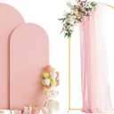 Wokceer Wedding Arch Backdrop Stand and Cover Set of 2 Metal Arch Stand with Arch Cover Pale Pink 7.2FT, 6FT for Birthday Party Wedding Ceremony Bridal Baby Shower Event Decor