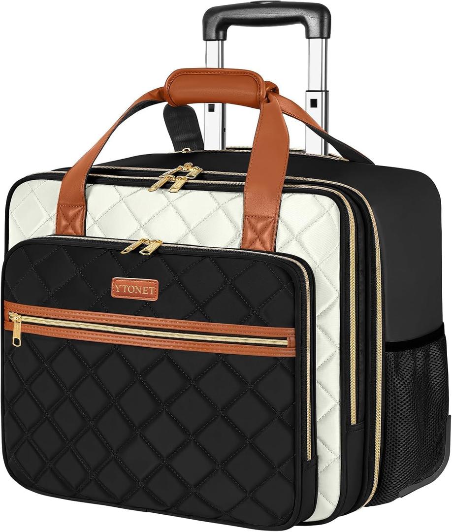 Ytonet Rolling Laptop Bag, Rolling Briefcase for Women, 17.3 Inch Laptop Bag with Wheels, Computer Bag with Wheels Laptop Case for Work Travel College Business Wife Mom Overnight Teacher