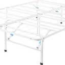 Amazon Basics Platform Bed Frame Queen, Foldable Metal, Tool-Free Setup, 14 Inches High, White