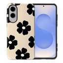 Case Compatible with Samsung Galaxy S25 Edge,Hybrid 2 Layer PC Hard Shell+Silicone Protective Case,Black Flowers Scratch-Resistant Shockproof Cover for Samsung Galaxy S25 Edge