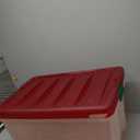 IRIS USA 94 Qt. Stackable Plastic Storage Bins with Lids, 2 Pack - BPA-Free, See-Through Organizing Solution, Latches, Durable Nestable Containers, Secure Pull Handle, Made in USA - Red