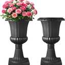 VEVOR Plastic Urn Planters, 15.8 x 26.4 Inch, 2 Pack Black Classic Flower Pots Front Porch Planters, Indoor & Outdoor Vase for Wedding, Party, Event, Home, Stage, Garden, Balcony, Patio Decoration