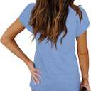 Cap Sleeve Summer Tops for Women Trendy Floral Print Casual V Neck T Shirts Petal Sleeve Blouses (XL)