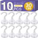 E BAVITE Magnetic Hooks, 30lbs+ 2026 Cruise Cabin Ship Essentials Magnet Hook Heavy Duty Strong Magnets Refrigerator Fridge Hanging for Classroom Beach Vacation Kitchen Grills Home 20 Pack (White)