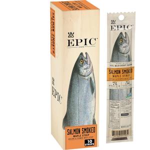 EPIC Snack Strips, Smoked Salmon, Paleo Friendly, 0.8 oz Strips, 10 ct, Best By: 30 DEC 2025