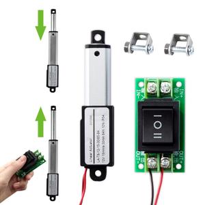 Micro Linear Actuator with Controller, 1.2" Stroke Small Electric Motion Actuator 12V DC, 64N/14.4lb, Speed 0.6inch/s, w/Mounting Brackets, Rocker Switches, for Sofa Recliner TV Table Cabinet Window (1.2")