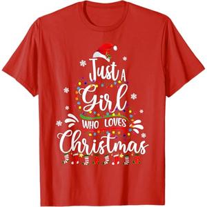 Merry Christmas Just A Girl Who Loves Christmas Tree Xmas T-Shirt S