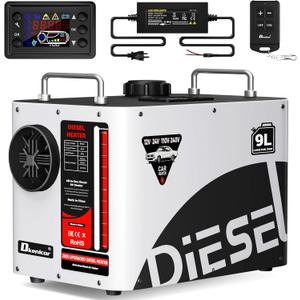 8KW Diesel Heater, 9L Tank 12V/24V/110V/240V All in One Diesel Air Heater with LCD Switch, Remote Control, for Truck, RV, Home, Car, Campers, Boat, White(No Battery Only Tool)