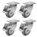 3 Inch Caster Wheels - Set of 4 Heavy Duty Rubber Castors With Brake 1200Lbs, Silent Industrial Plate Casters for Cart Furniture Workbench (4 Brake#01)