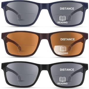 LADEESSE 3 Pack Bifocal Reading Sunglasses For Men/Women - Fashion UV400 Sunglasses With Readers Built In Sun Outdoor