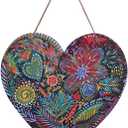 FKKA Front Porch Decor Farmhouse, Harvest Garden Wall Art, Metal Heart Wall Decor For Bedroom, Easy Hanging With A Hanging Rope, Light Purple, Gift