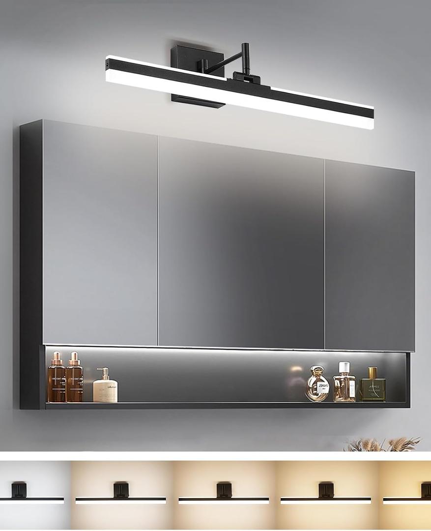 Modern LED Vanity Light Fixture,Metal Black 23.6‘’ 5CCT DimmableAdjustable & Rotatable Bathroom Light Fixture Above Mirror, Wall Sconce, 23.6IN