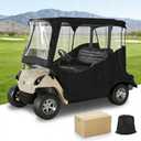 2-Person Golf Cart Rain Enclosure for EZGO TXT/RXV | All-Weather Waterproof Driving Cover with 600D Fabric & 4-Side Clear PVC Windows | Windproof & Full Protection