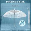 Reginary 10 Pack Clear Wedding Umbrellas Auto Open Windproof Transparent Large Clear Bubble Stick Umbrella Bulk with J Hook Handle for Outdoor Bride Groom Ceremony Adults Kids Rain