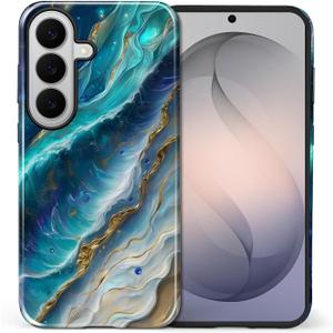 For Samsung Galaxy S26 Case for Women Girl Men Boy, Shockproof Soft Silicone & Hard PC Shell Protective Case for Samsung Galaxy S26 - Turquoise Opal Ocean