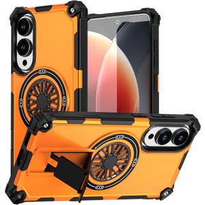 Magnetic Case for Galaxy S25 Edge, [Compatible with Mag-Safe] Shockproof Protective Cover Case for Samsung Galaxy S25 Edge Orange
