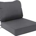 AAAAAcessories Outdoor Deep Seat Cushions, Waterproof, Fade-Resistant Patio Furniture Replacement Cushions, 23.5" x 25.5" x 5" + 23.5" x 19", Dark Gray