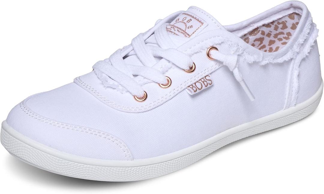 Skechers Women's Bobs B Cute Sneaker – Memory Foam, Flexible Outsole, Lightweight Vegan Shoes, White, 10