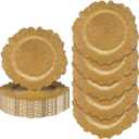 JEVERGN 24 Pack Gold Charger Plates, 13'' Reef Chargers for Dinner Plates, Gold Plate Chargers Set of 24, Round Plastic Charger for Wedding, Party Event, Dinner, Table Setting