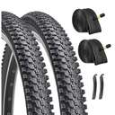26-inch Mountain Bike Tires Set: Hycline 2-Pack 26x1.95 inch (54-559mm) Folding Replacement Puncture-Resistant Bicycle Tires and Pair 26-inch Inner Tubes with Tire Levers for MTB Off-Road Bike