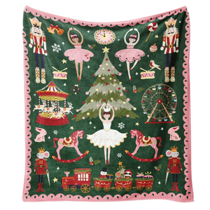 Christmas Throw Blanket for Couch 60x50,Green Winter Holiday Festival Cute Xmas Nutcracker Christmas Tree Blankets for Woman,Soft Flannel Fleece Blankets for Home Living Room Bed Chair Decor