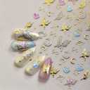 2 x 5D Embossed Butterfly Nail Stickers Heart Nail Art Stickers Spring Nail Decals Self-Adhesive Gold Butterfly Star Moon Nail Art Decals for Women Valentine's Manicure