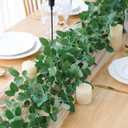 mizii 5 Packs 340" Artificial Vines Garland Fake Vine with Small Green Leaves Silk Rose Leaf Faux Hanging Plants Greenery Decoration for Outdoors Indoor Table Centerpieces Wedding Decor (Rose Leaves)