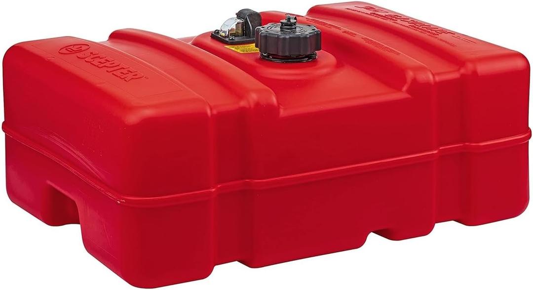 Scepter 08669 Rectangular 12 Gallon Low Profile Marine Fuel Tank For Outboard Engine Boats, 24.5" x 18" x 11.5", Red