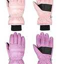 2 Pairs Kids Ski Gloves Waterproof Winter Mittens Warm Full Finger Gloves Snow Gloves for Children (Pink and Violet, 1 - 3 Years)