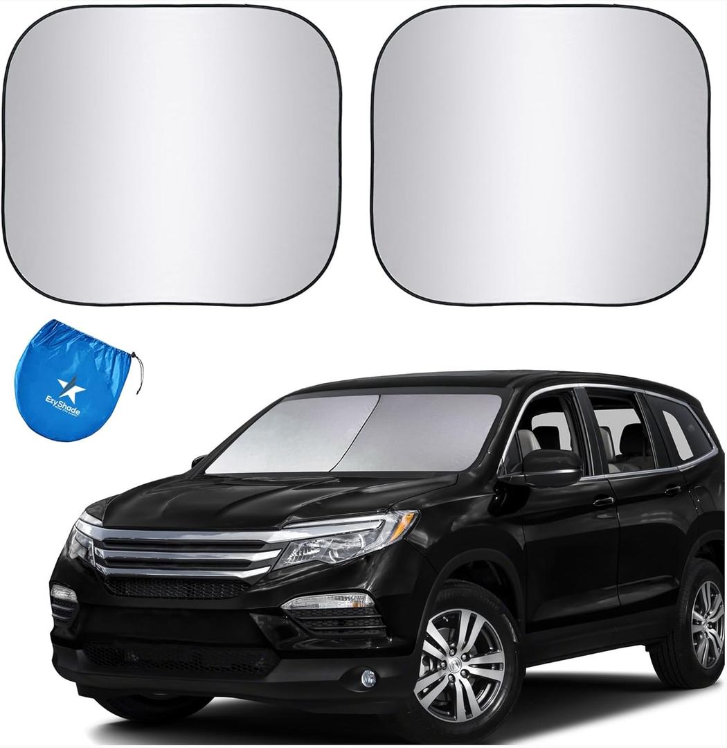 EzyShade Windshield Sun Shade with Shield-X Reflective Technology. See Vehicle Size-Chart. Foldable Car Sunshade for Front Windshield Window Car SUV Van Truck. Sun Visor Heat Shield, Max (L) Size