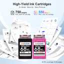 68XL Replacement for HP 68XL 68e 68 Ink Cartridge Black Color Combo Pack Work with HP Envy 6155e 6555e 6152e 6552e 6558e 6100e 6500e Series Printer - High Yield