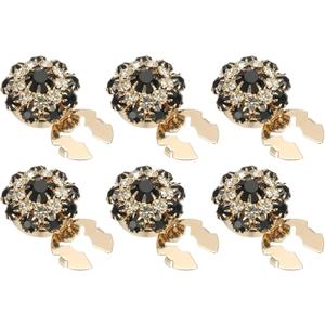 PATIKIL 6 Pcs Rhinestone Button Covers, 17.5mm 11/16" Decorative Buttons Clips Detachable Sewing Kit Replacement for Women Men DIY Crafts Holiday Decor Dress Accessories, Gold Black