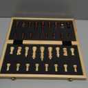 AMEROUS 15 Inches Magnetic Wooden Chess Set - 2 Extra Queens - Folding Board - Pieces Storage Slots, Handmade Portable Travel Chess Game - Beginner Chess Set for Kids, 6 up Age