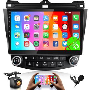 Android 13 Radio for Honda Accord 2003 2004 2005 2006 2007, Rimoody Car Stereo GPS WiFi 10.1'' Touchscreen Mirror Link Bluetooth FM/RDS SWC Backup Camera Microphone