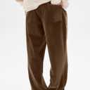 HOTake Men's Casual Corduroy Pants Relaxed Fit Baggy Sweatpants Men M(34) Dark Brown