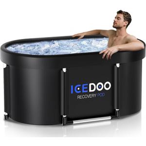 Upgrade XL 129 Gal Large Oval Ice Bath Tub for Athletes,Multiple Layered Portable Outdoor Cold Plunge Tub for Recovery,Cold Plunge for Family - Foldable Bathtubs for Gyms,Indoor,Outdoor use. (Black)