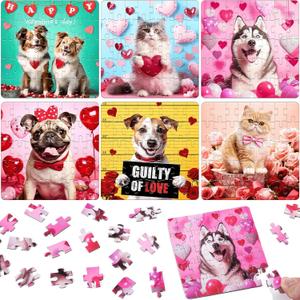 24PCS Kids Easter Basket Stuffers with Cat & Dog Jigsaw Puzzles Toys, Easter Gifts Egg Fillers Party Favors for Kids 4-8 8-12 Goodie Bag Stuffer Classroom Treasure Box Toys Prizes Bulk for Boys Girls